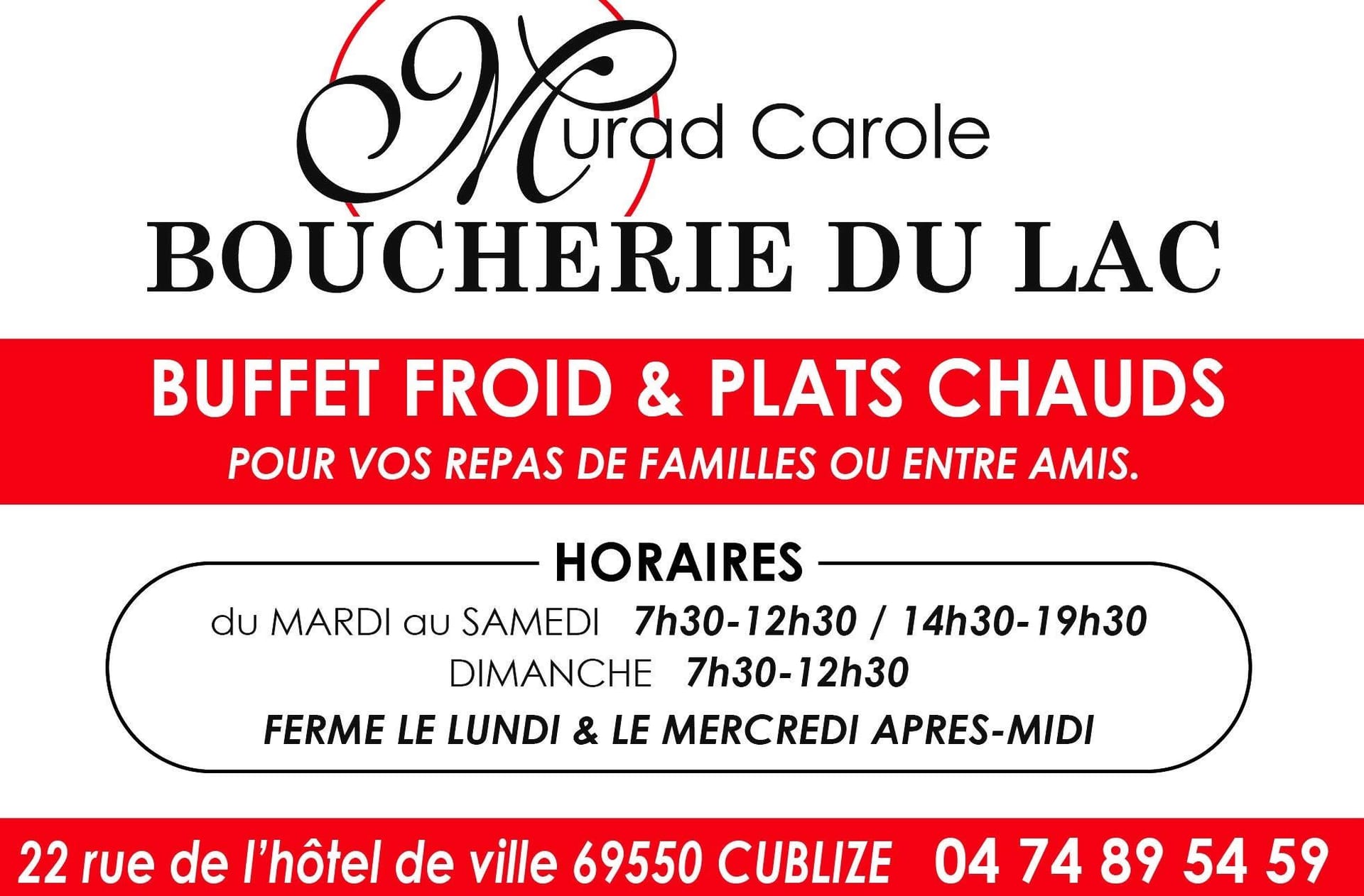 Carte de visite Boucherie Du Lac Murad Carole